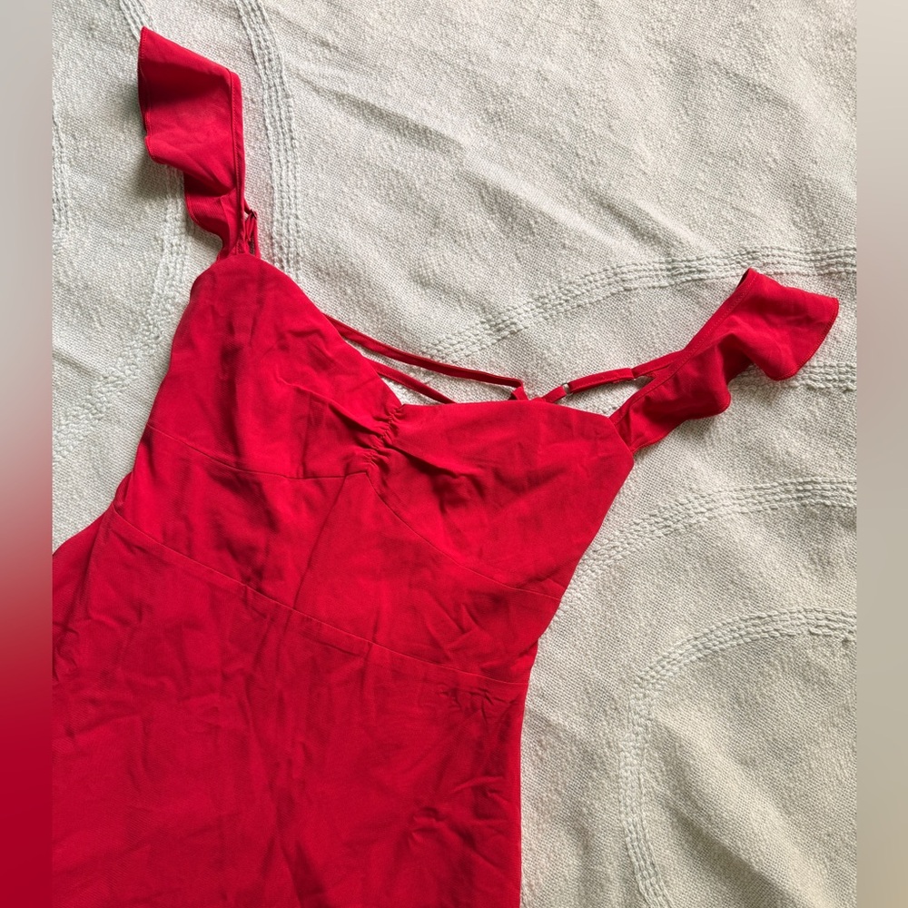 NWT Princess Polly Red Off-Shoulder Sweetheart Neck Back Corset Tie Dress - Picture 6 of 8